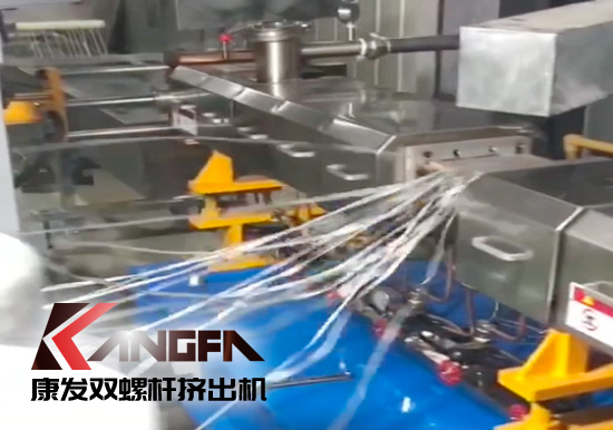 65高扭+PLC，尼龍加纖雙螺桿造粒機(jī)試機(jī)